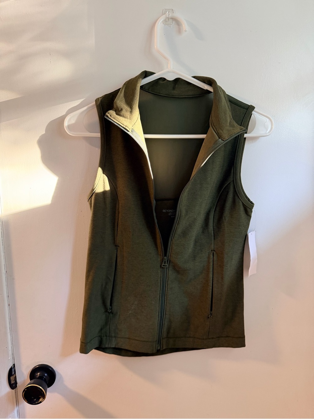 Beyond Yoga Olive Green Sleeveless Zip Vest